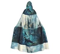 YYHWHJDE Whale Under The Castle Stampe Halloween Adulto Mantello Con Cappuccio Uomini E Donne Abbigliamento Mantello Gioco di Ruolo
