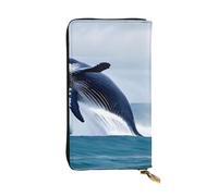YYHWHJDE Whales at sea - Pochette lunga in pelle stampata di qualità, progettata per ragazze e donne alla moda, elegante, 19 x 10,5 cm, Nero , Taglia unica