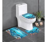 YYHWHJDE Whales under the sea Picture Anti slip floor mat set tre pezzi tappeto bagno antiscivolo durevole
