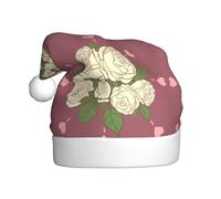 YYHWHJDE White Rose of Love Prints Cappello di Natale per adulti qualità accessorio festivo realizzato morbido, leggero