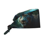 YYHWHJDE WHJDPP - Cappello da chef con leonessa con occhi blu verdi stampati, per donne e uomini, per chirurgia e infermieristica
