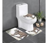 YYHWHJDE Wild Bobcat Picture Tappetino antiscivolo set di tre pezzi tappeto bagno antiscivolo durevole