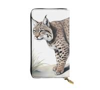 YYHWHJDE Wild Bobcat - Portafoglio lungo in pelle di qualità per ragazze e donne, alla moda, 19 x 10,5 cm, Nero , Taglia unica