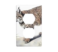 YYHWHJDE Wild Bobcat Prints, pannello di copertura per presa elettrica a doppia presa, decorazione infrangibile, durevole, 11,4 x 7 cm