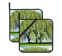 YYHWHJDE Willow Tree Prints - Set di due tappetini quadrati isolati, ispessiti, impermeabili, facili da pulire