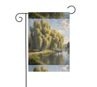 YYHWHJDE Willow trees by the lake Picture Garden pennone esterno cortile decorazione su entrambi i lati 30,5 x 45,7 cm