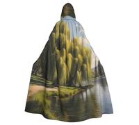 YYHWHJDE Willow Trees By The Lake Picture Halloween adulto mantello con cappuccio senza cerniera, comodo per feste in costume