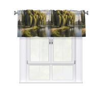 YYHWHJDE Willow Trees by The Lake Prints, tende corte con mantovana, 137,2 x 45,7 cm, decorazione per la casa per cucina, bagno, lavanderia, studio, finestra superiore