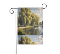 YYHWHJDE Willow trees by the lake Stampe Garden Flag Courtyard Decoration 30,5 x 45,7 cm per giardino terrazza balcone