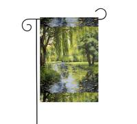 YYHWHJDE Willow trees by the pond Picture Garden pennone esterno cortile decorazione su entrambi i lati 30,5 x 45,7 cm