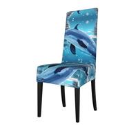 YYHWHJDE Winter the Delphin - Copertura protettiva per sedia da pranzo, morbida, confortevole, resistente alle pieghe, elastica, adatta alla maggior parte delle sedie senza braccioli