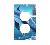 YYHWHJDE Winter The Delphin Prints, pannello a parete con doppia presa, piastra di copertura per presa elettrica, decorazione infrangibile, durevole, 11,4 x 7 cm