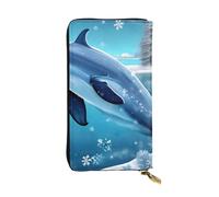 YYHWHJDE Winter The Dolphin - Pochette lunga in pelle di qualità, progettata per ragazze e donne alla moda, elegante, 19 x 10,5 cm, Nero , Taglia unica