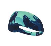 YYHWHJDE Wolf Howling at Full Moon Picture Fascia sportiva da donna a prova di sudore fascia elastica estiva