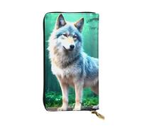 YYHWHJDE Wolf Picture Portafoglio lungo in pelle progettato per ragazze e donne alla moda elegante e personalizzato 19 x 10,5 cm, nero, taglia unica, Nero , Taglia unica