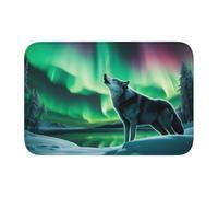 YYHWHJDE Wolves Howl in the Northern Lights Picture Tappetino antiscivolo e ispessito adatto per bagni, camere da letto, tappetini lavabili 40,6 x 61 cm