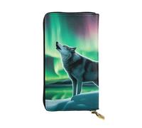 YYHWHJDE Wolves Howl in the Northern Lights - Portafoglio lungo in pelle stampata progettato per ragazze e donne alla moda, elegante e personalizzato, 19 x 10,5 cm, nero, taglia unica, Nero , Taglia