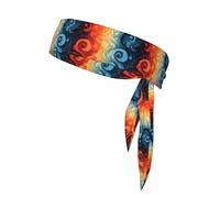YYHWHJDE Yin Yang Fire Water Pattern Foulard sportivo, assorbe il sudore e traspirante, fascia per capelli con movimento, fazzoletto su entrambi i lati