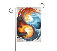 YYHWHJDE yin yang fuoco acqua Modello Giardino pennone esterno cortile decorazione su entrambi i lati 30,5 x 45,7 cm