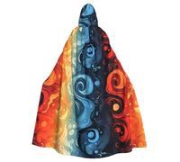 YYHWHJDE Yin Yang Fuoco Acqua Stampe Halloween Adulto Mantello Con Cappuccio Uomini E Donne Abbigliamento Mantello Gioco di Ruolo