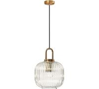 YYingYYue 20cm, Illuminazione A Sospensione in Vetro con Paralume in Vetro A Coste E Finitura Bronzo, Plafoniera retrò Moderna Lampada A Sospensione per Tavolo da Pranzo da Comodino Cucina
