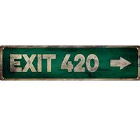 YYIUUK Exit 420 - Targa in metallo vintage con stampa artistica da appendere, per casa, cucina, patio, cortile, ufficio, caffetteria, bar, porta d'ingresso, decorazione da parete, 10,2 x 40,6 cm