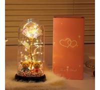 YYKDDP Lampada da Notte Rosa Eterna con Campana di Vetro - Rosa Artificiale Illuminata a LED, Senza Filo, Regalo Romantico per Donna, Moglie, Fidanzata, Mamma per San Valentino, Compleanno, Natale