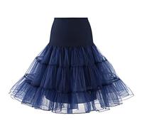 YYKSYDPT 50s Sottogonna Petticoat Organza Retro Tutu Vintage Rockabilly Mini Gonne Tulle Skirt (L, Blu Navy)