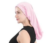 YYKSYDPT Berretto da Notte in Seta Berretto da Notte in Seta di Gelso al 100% Fascia per Capelli in Seta che non Cade Tutta la Notte Berretto per Capelli Ricci in Seta (Rosa)
