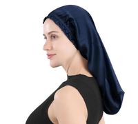 YYKSYDPT Berretto da Notte in Seta Berretto da Notte in Seta di Gelso al 100% Fascia per Capelli in Seta che non Cade Tutta la Notte Berretto per Capelli Ricci in Seta (Blu 3)