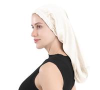 YYKSYDPT Berretto da Notte in Seta Berretto da Notte in Seta di Gelso al 100% Fascia per Capelli in Seta che non Cade Tutta la Notte Berretto per Capelli Ricci in Seta (Bianco sporco)