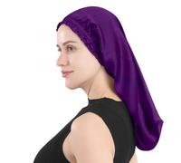 YYKSYDPT Berretto da Notte in Seta Berretto da Notte in Seta di Gelso al 100% Fascia per Capelli in Seta che non Cade Tutta la Notte Berretto per Capelli Ricci in Seta (Viola)