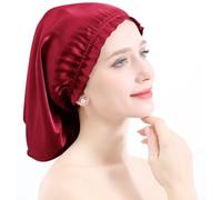 YYKSYDPT Berretto per Capelli in Seta di Gelso al 100% Berretto da Notte in Seta Berretto da Notte per Capelli Lunghi Ricci Capelli non più Crespi e Annodati (Bordeaux)