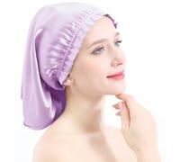YYKSYDPT Berretto per Capelli in Seta di Gelso al 100% Berretto da Notte in Seta Berretto da Notte per Capelli Lunghi Ricci Capelli non più Crespi e Annodati (Viola)