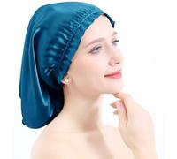 YYKSYDPT Berretto per Capelli in Seta di Gelso al 100% Berretto da Notte in Seta Berretto da Notte per Capelli Lunghi Ricci Capelli non più Crespi e Annodati (Blu 2)