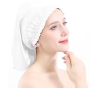 YYKSYDPT Berretto per Capelli in Seta di Gelso al 100% Berretto da Notte in Seta Berretto da Notte per Capelli Lunghi Ricci Capelli non più Crespi e Annodati (Bianco)