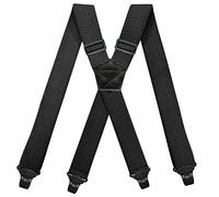 YYKSYDPT Bretelle da uomo con 4 clip in plastica molto resistenti, 38 mm di larghezza, bretelle regolabili a X Style, Nero , Taglia unica