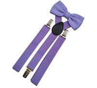 YYKSYDPT Bretelle per uomini e donne con 4 clip molto forti 25 mm di larghezza bretelle a Y regolabili bretelle con papillon (Viola chiaro)