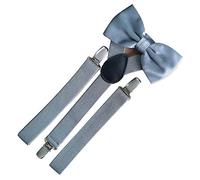 YYKSYDPT Bretelle per uomini e donne con 4 clip molto forti 25 mm di larghezza bretelle a Y regolabili bretelle con papillon (Grigio chiaro)