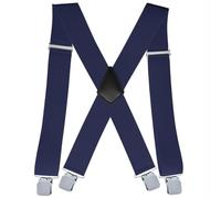 YYKSYDPT Bretelle per Uomo, Bretelle a Forma di X con 4 Forte Clip, Bretelle Elastiche Larghe Vintage 5 cm per Costume Tuxedo Abito Jeans. (blu navy)