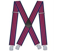 YYKSYDPT Bretelle per Uomo, Bretelle a Forma di X con 4 Forte Clip, Bretelle Elastiche Larghe Vintage 5 cm per Costume Tuxedo Abito Jeans. (blu navy+rosso)