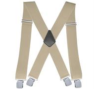 YYKSYDPT Bretelle per Uomo, Bretelle a Forma di X con 4 Forte Clip, Bretelle Elastiche Larghe Vintage 5 cm per Costume Tuxedo Abito Jeans. (Cachi)