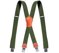 YYKSYDPT Bretelle per uomo con 4 clip molto resistenti da 38 mm di larghezza Bretelle elastiche resistenti stile X bretelle regolabili (Verde militare)