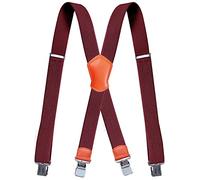 YYKSYDPT Bretelle per uomo con 4 clip molto resistenti da 38 mm di larghezza Bretelle elastiche resistenti stile X bretelle regolabili (Rosso vinaccia)