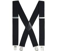 YYKSYDPT Bretelle per uomo Pantaloni con 4 clip molto forti larghe 50 mm Bretelle regolabili stile X Bretelle (nero), Nero, Taglia unica (Nero)