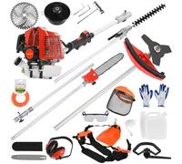 YYLHJW Tagliasiepi senza fili, 52 cc, a gas a 2 tempi, 5 in 1, tagliasiepi a gas, tagliaerba, erbacce, decespugliatore, accessori completi da cortile (rosso)
