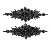 YYlingx 2 Pezzi di Strass applicati, Toppe termoadesive da 25,8 cm per Abito da Sposa, Scarpe, Cintura di Cristallo, Decorazione di Vestiti (Nero)