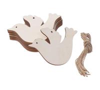 YYlingx 20 sagome in legno grezzo con colomba della pace, ornamenti in legno con foro per appendere e corde di canapa, per fai da te