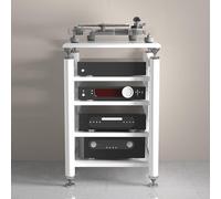YYLMKMFC Mobile stereo rack audio nero, supporto multimediale AV e torre portaoggetti DVD, supporto TV con ripiano angolare for home theater(White,62x57x100cm)