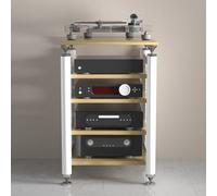 YYLMKMFC Mobile stereo rack audio nero, supporto multimediale AV e torre portaoggetti DVD, supporto TV con ripiano angolare for home theater(White Wood,62x57x100cm)